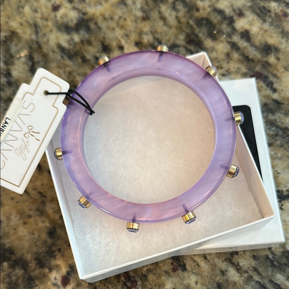 Purple Gemstone Bracelet with Gold Accents